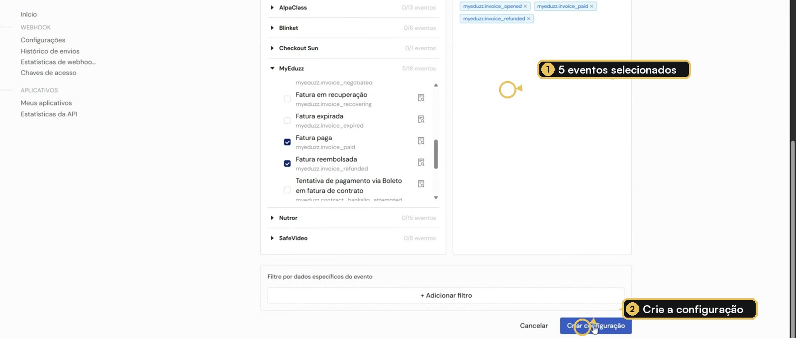 Eventos da Eduzz selecionados no Developer Hub