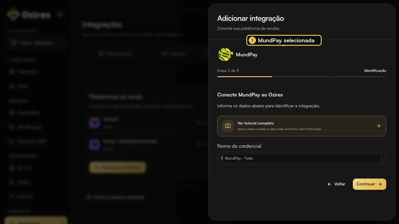Integração MundPay aberta no Ozires